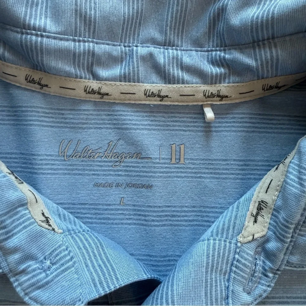 Walter Hagen Light Blue Golf Striped Polo Shirt Size Large